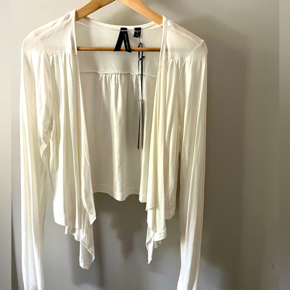 NWT Willi Smith cream long sleeve open knit cardigan size M